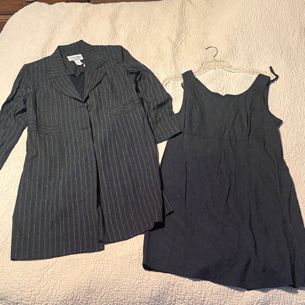 Evan Picone Charcoal Pinstripe Mini Dress Set